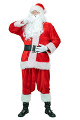 Santa drinks milk. Santa Claus is drinking glass of milk on white background. Christmas coming