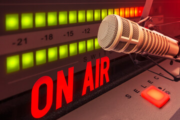 Professional microphone, sound mixer and on air sign