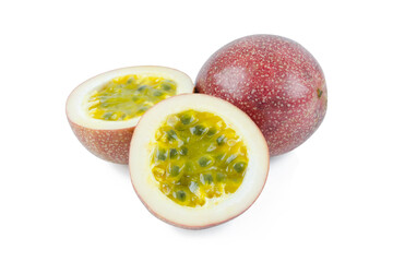 Passion fruit isolated on white background with clipping path