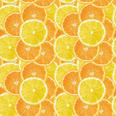 Obraz premium Seamless pattern, orange and lemon fruit slices.