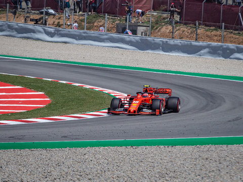 MONTMELLO, SPAIN-MAY 10, 2019: 2019 Ferrari SF90 Formula One Racing Car (Driver: Charles Leclerc)