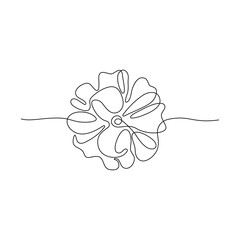 Continuous line drawing. Decorative bow. Black isolated on white background. Hand drawn vector illustration. 