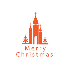 Creative logo. Christmas symbol. Color illustration of a place of worship