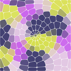 Mosaic color, yellow, lilac, blue, oval stones, light background.