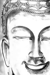 Silver Background with Buddha face