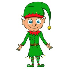 Vector illustration of an isolated elf on a white background. Simple flat style.