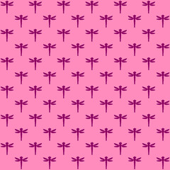 dragon fly dark pink on a light pink background repeat pattern