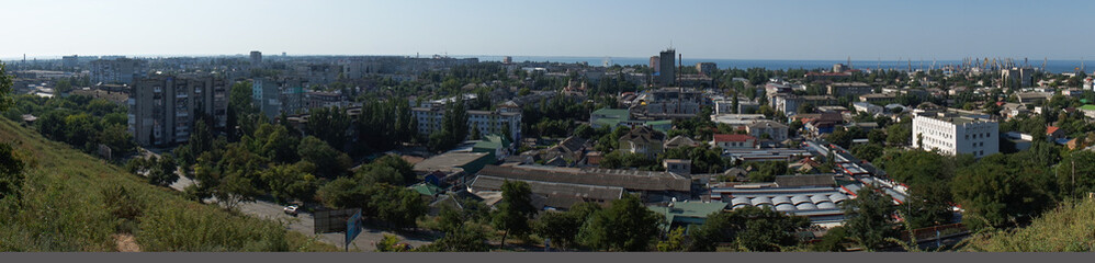 Panoramic view of the city of Berdyansk from above.