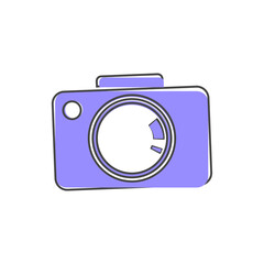 Vector illustration of a digital camera. Retro camera icon on white isolated background.