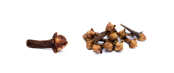 Fragrant spices cloves isolated on white background