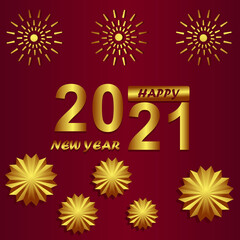 Happy New Year 2021 - Elegant gold text. Minimalist template.