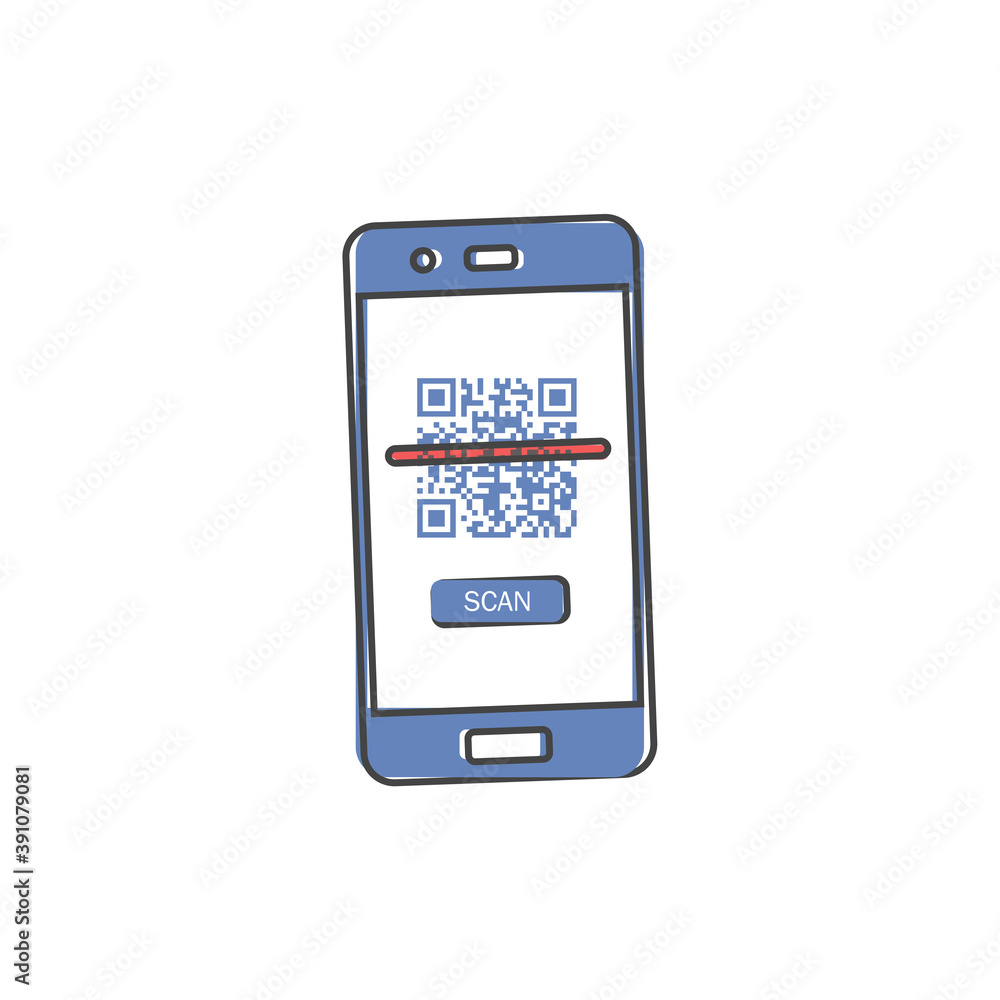 Poster qr code scan phone vector icon on white isolated background.