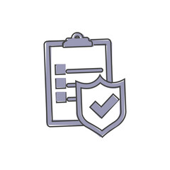 Vector icon check board on white isolated background. Data security, insurance policy.