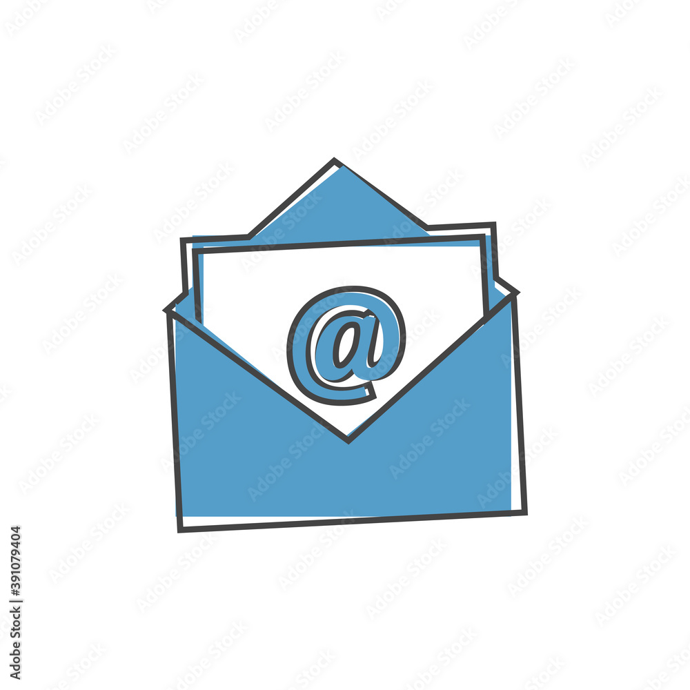 Poster mail vector icon on flat design. e-mail vector cartoon style on white isolated background.