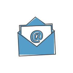 Mail vector icon on flat design. E-mail vector cartoon style on white isolated background.