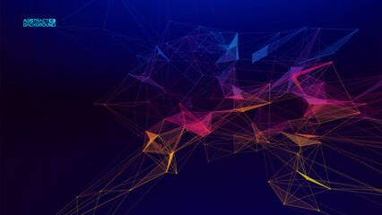 Network technology background. Colorful triangle structure EPS 10. Big data abstract. Business data visualization.