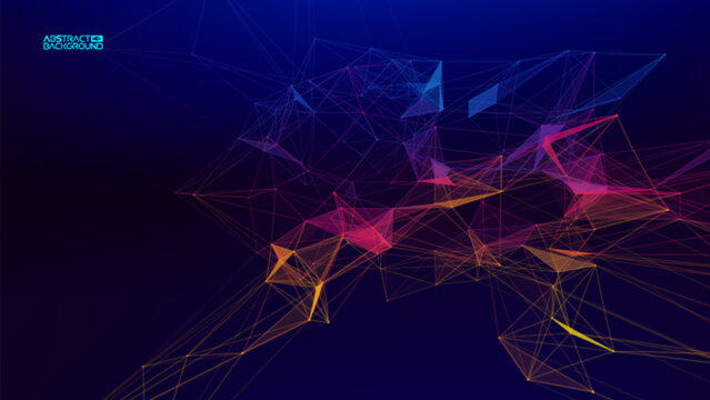 Network technology background. Colorful triangle structure EPS 10. Big data abstract. Business data visualization.