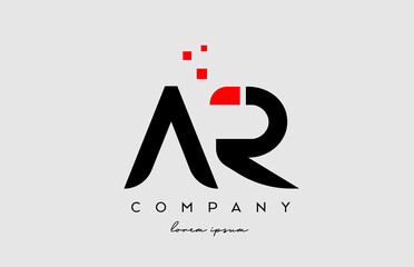 black red AR A R alphabet letter logo icon combination. Design for business and company