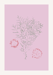 Christmas abstract vector drawing. Mid century modern boho style composition