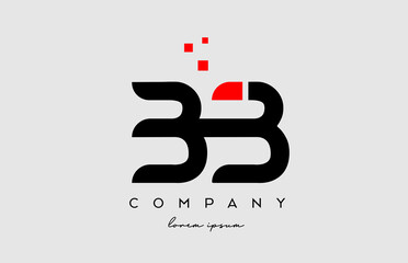 black red BB B B alphabet letter logo icon combination. Design for business and company