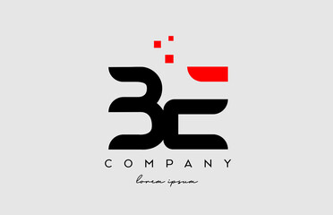 black red BE B E alphabet letter logo icon combination. Design for business and company