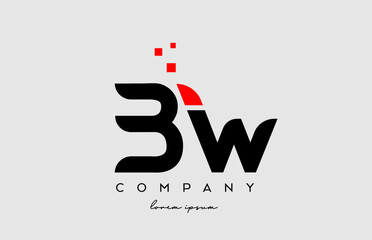 black red BW B W alphabet letter logo icon combination. Design for business and company