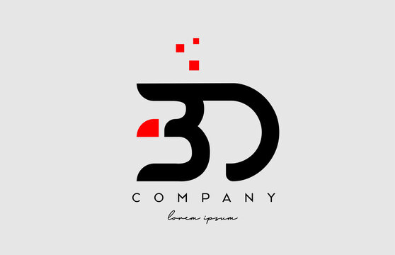black red BD B D alphabet letter logo icon combination. Design for business and company
