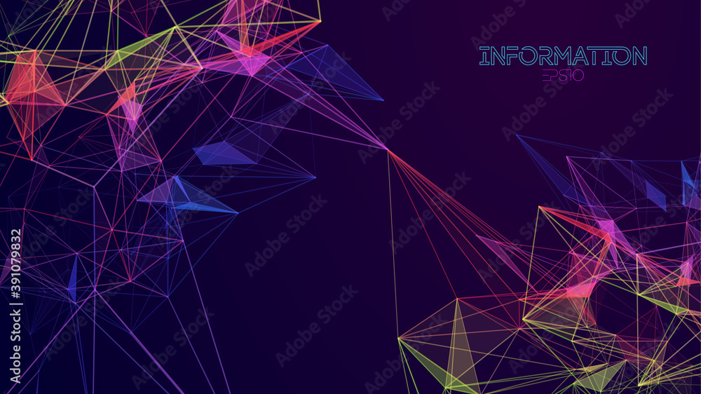Poster network technology background. colorful triangle structure eps 10. big data abstract. business data 