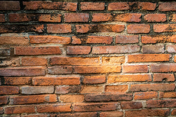 Vintage and aging red brick wall texture and background