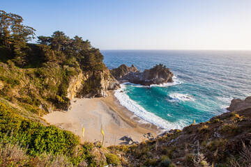 Mcway falls - Pacific coast highway in Big Sur, California, USA in the afternoon.