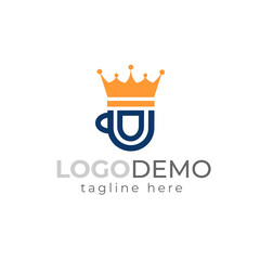 Initial Latter D and Coffee Cup With Crown Vector Illustration. Coffee cup Logo Template vector icon design. Crown Logo Royal King Queen abstract Logo design vector template