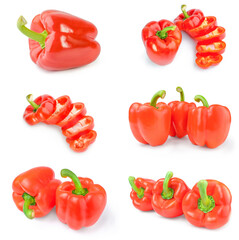 Collection of paprika on a white background
