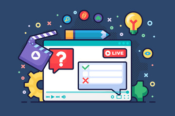 Live stream discussion concept semi flat illustration
