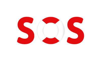 SOS icon. Lifebouy sign. Be careful on the water concept. Vector on isolated white background. EPS 10
