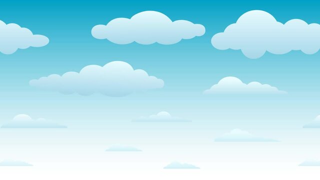 Background with beautiful blue sky and flying clouds. Looped bright footage for dynamic, simple, stylish web design. Contemporary modern trendy animation. Floating clouds in the sky. Natural banner