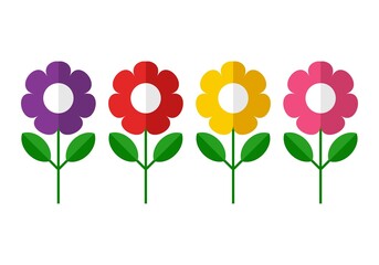 Colorful flower set isolated on white background. Vector illustration
