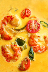 Prawn moilee, delicious south Indian curry shrimp soup with lime