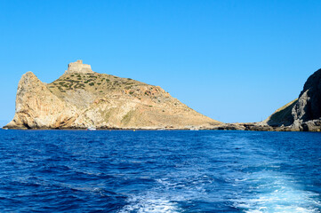 The little island of Marettimo in Sicily seen from a boat. Here the detail of 