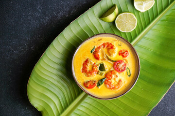 Prawn moilee, delicious south Indian curry shrimp soup with lime