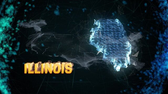 Illinois US federal state border map outline, news events, exit polls, sightings
