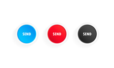 Send button icon set. Sending mail, message, text, letter. Vector on isolated white background. EPS 10