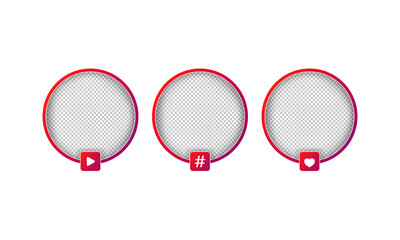 Social media avatar icon set. Live streaming, like, follower, blogger. Vector on isolated white background. EPS 10