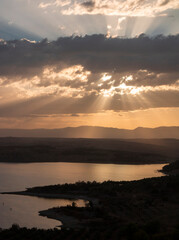 Obraz premium beautiful Sunrise in tlemcen algeria Sunrise with clouds and trees in the river
