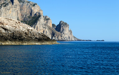 Naklejka premium The rocky coast of the little island of Marettimo a preserved maritime area near Sicily in the Mediterranean sea