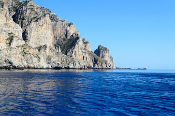 Fototapeta premium The rocky coast of the little island of Marettimo a preserved maritime area near Sicily in the Mediterranean sea