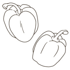 野菜のイラスト、パプリカ、線画