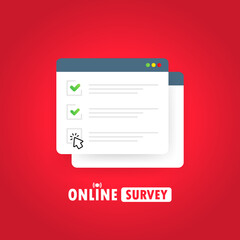 Online survey illustration. Check list website window. With check mark. Vector on isolated background. EPS 10