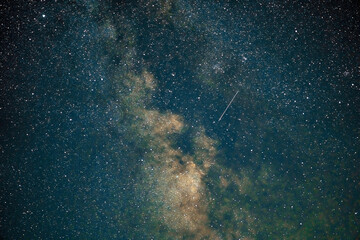 Milky way galaxy stars space dust in the universe, Long exposure photograph, with grain.