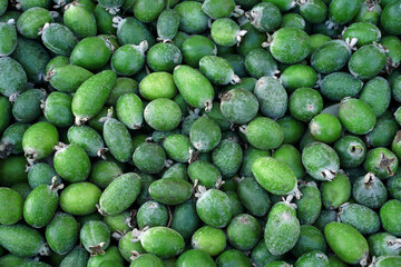 Fresh ripe sweet feijoa fruits.