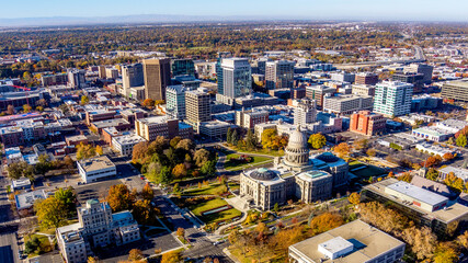 Aerial view of Boise Idaho in the fall